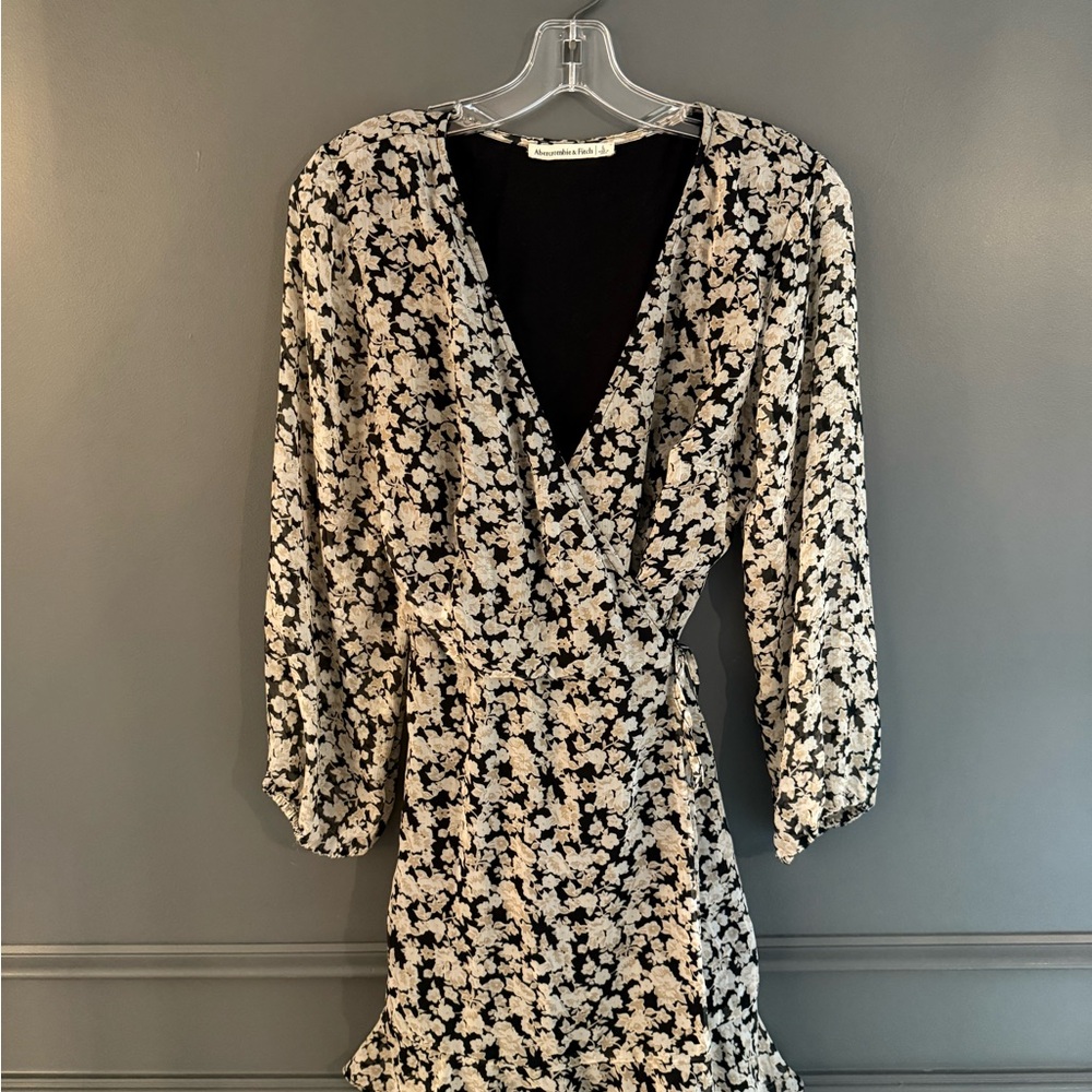 Floral Black and White Dress